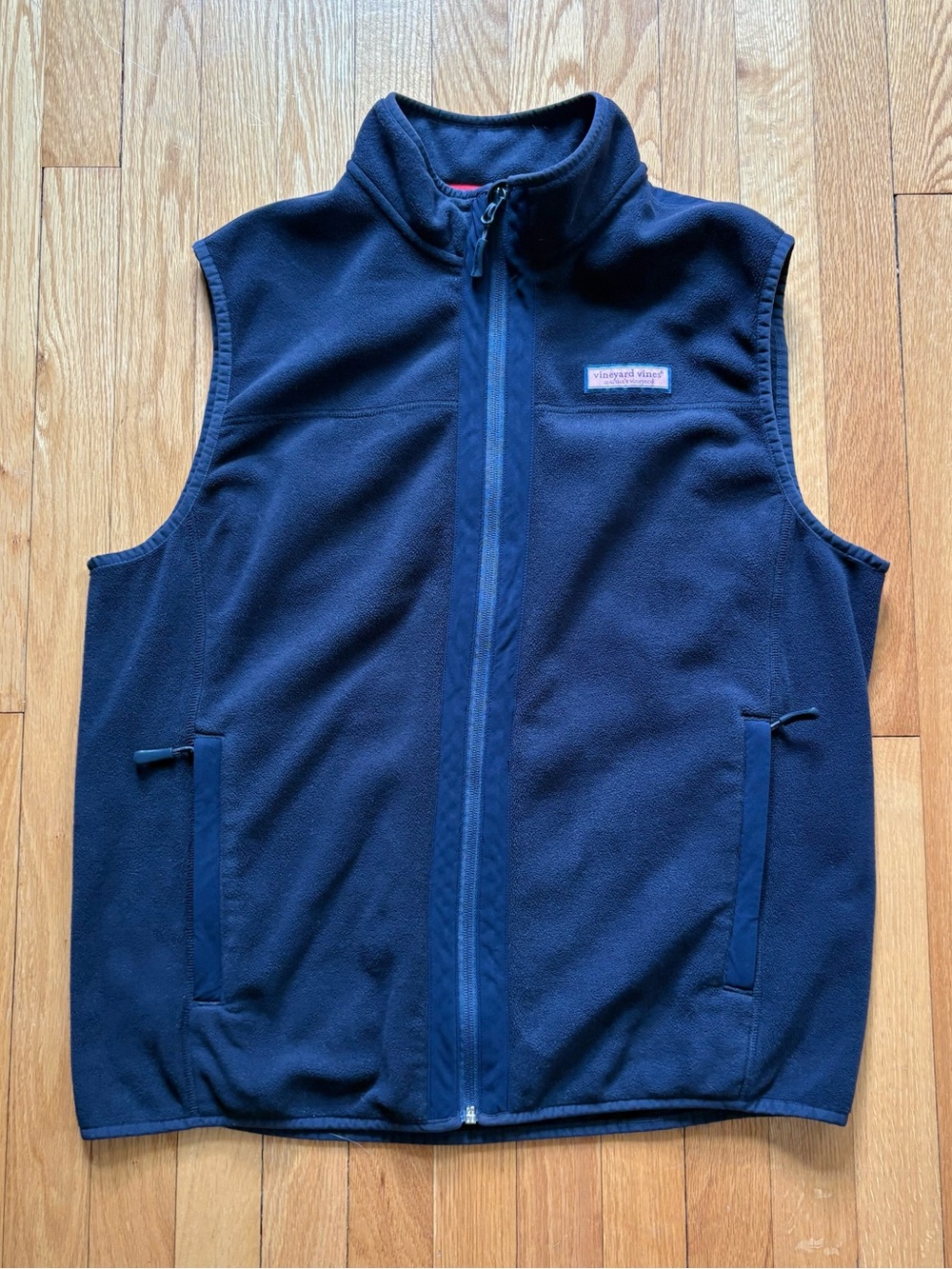 Vineyard Vines Men’s Full Zip Fleece Vest Large Blue Solid Whale